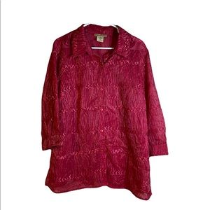 Notations beautiful long sleeve red shirt/blouse Size XL